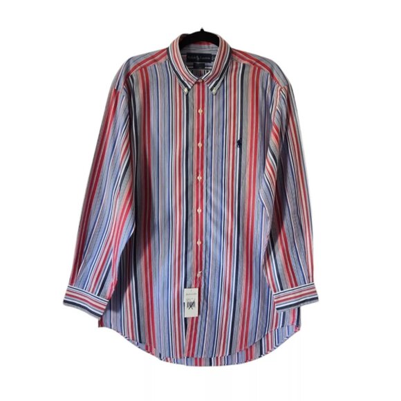Ralph Lauren Other - Ralph Lauren Shirt Men's Red Blue Striped Yarmouth Button Down Size 16 32/33